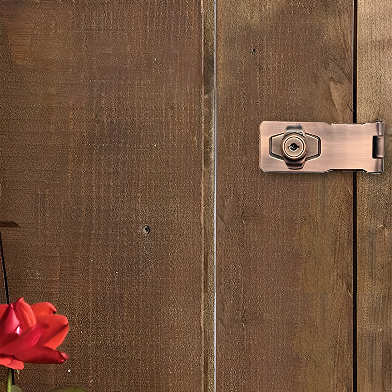 Verrou de porte à clé et les six vis de fixation livrées avec le produit