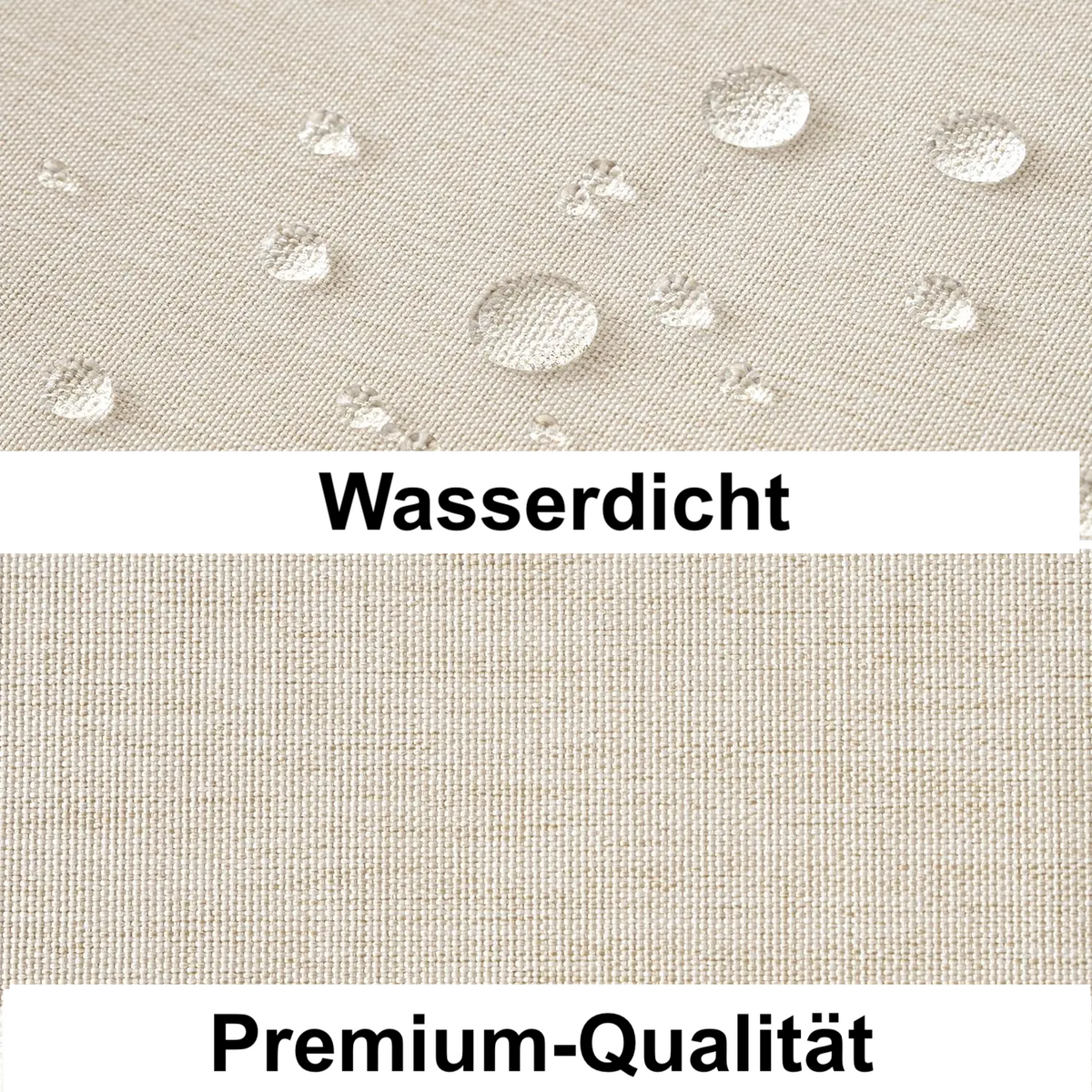 Tissage aspect lin beige du rideau de douche, détail de la matière