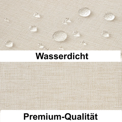 Tissage aspect lin beige du rideau de douche, détail de la matière