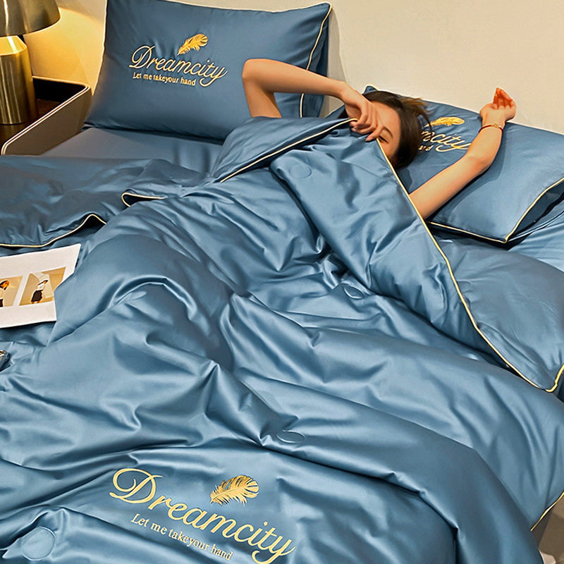 Parure de lit d'été rafraîchissante avec couette drap et deux taies d'oreiller