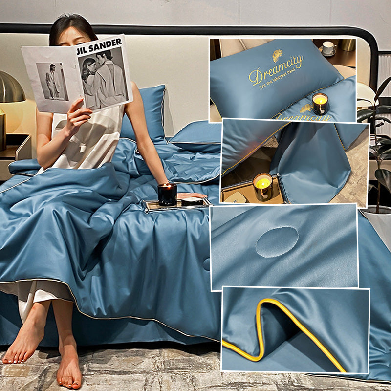 Parure de lit d'été rafraîchissante avec couette drap et deux taies d'oreiller