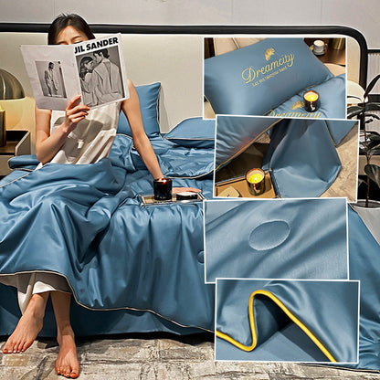Parure de lit d'été rafraîchissante avec couette drap et deux taies d'oreiller