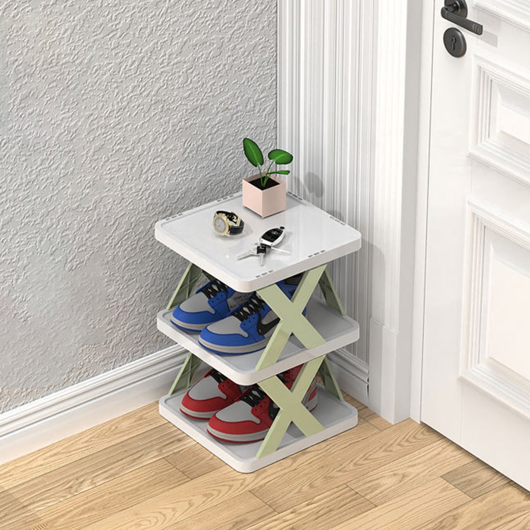 Étagère à chaussures verticale verte à 3 niveaux
