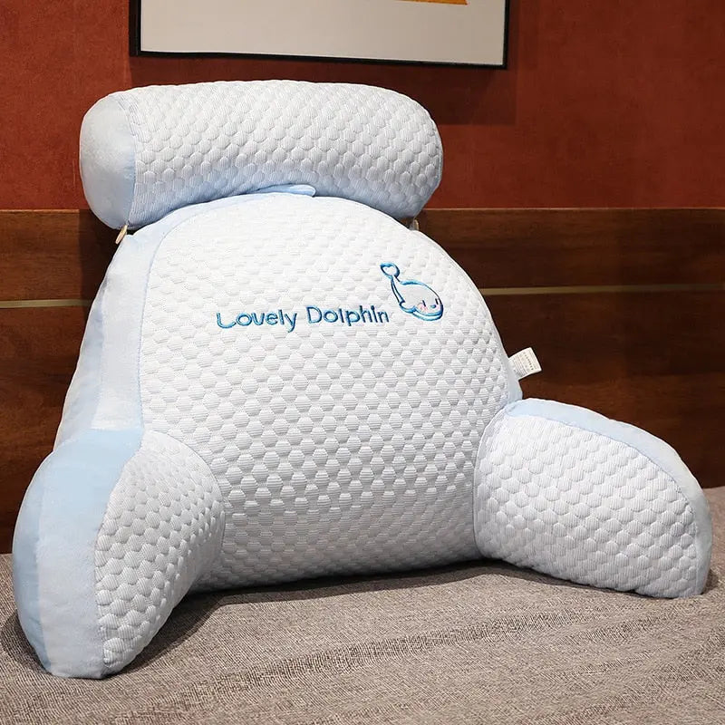 Coussin dossier triangulaire en coton, motif dauphin