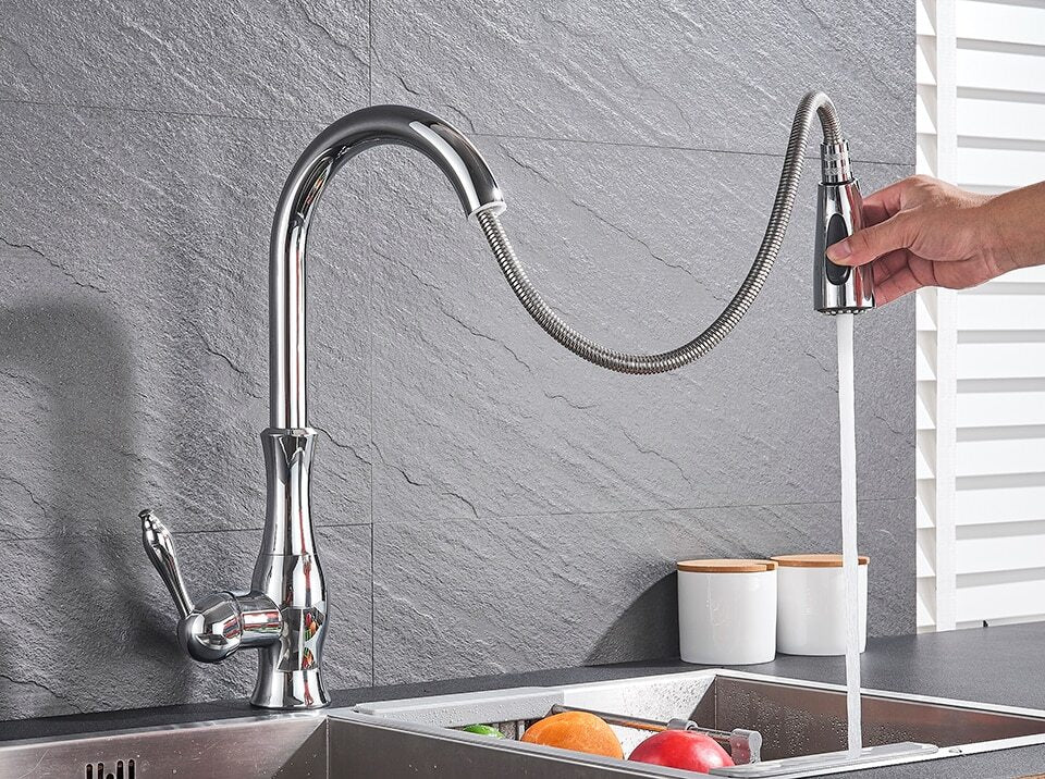 Robinet de cuisine en inox avec douchette extractible, vue 4