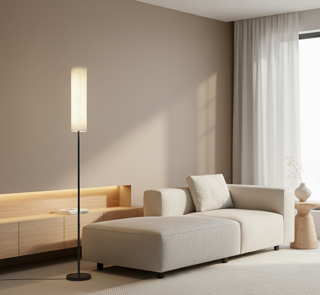 Lampadaire LED à intensité réglable avec télécommande, vue 1