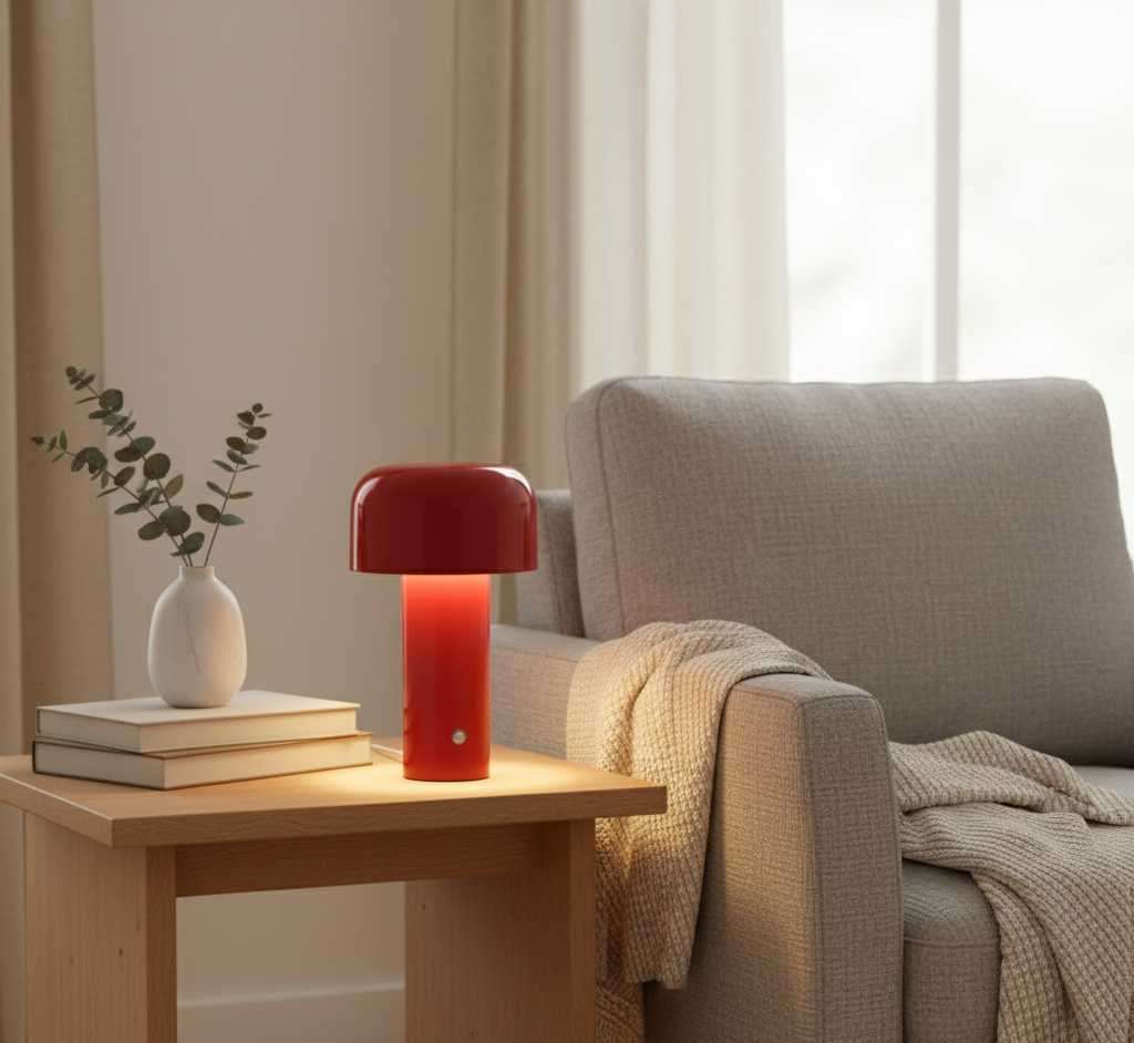 Lampe de table champignon au boîtier en aluminium