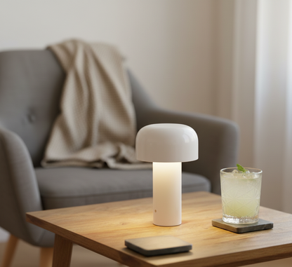 Lampe champignon LED rechargeable blanche