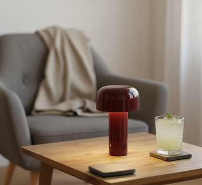 Lampe champignon LED rechargeable bordeaux