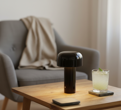 Lampe champignon LED rechargeable noire