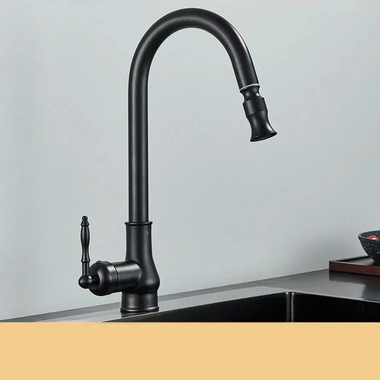 Robinet mitigeur de cuisine en laiton ancien avec bec extractible
