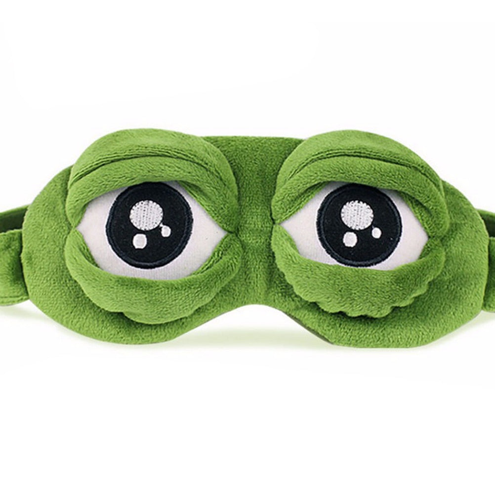 Masque de nuit 3D coloris vert en coton et peluche avec sangle réglable
