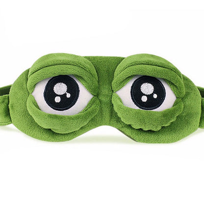 Masque de nuit 3D coloris vert en coton et peluche avec sangle réglable