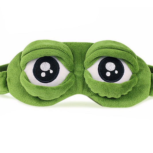 Masque de nuit 3D coloris vert en coton et peluche avec sangle réglable