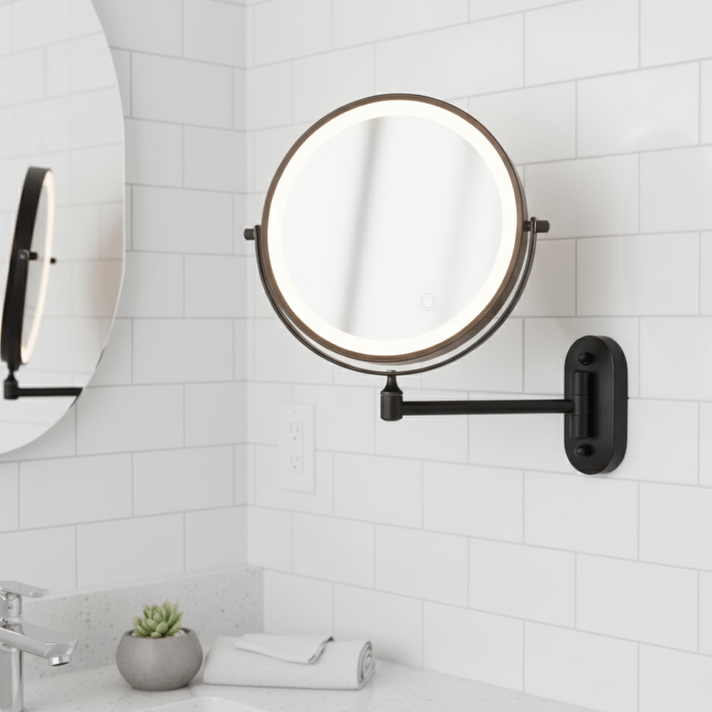 Miroir grossissant LED sans fil à éclairage réglable, vue 2