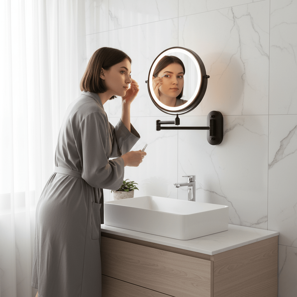 Miroir grossissant LED sans fil à éclairage réglable, vue 3