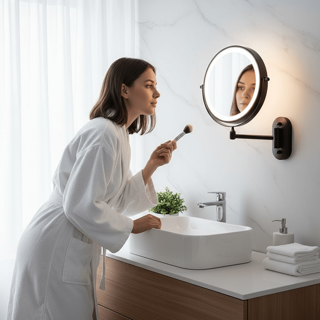 Miroir grossissant LED sans fil à éclairage réglable, vue 4