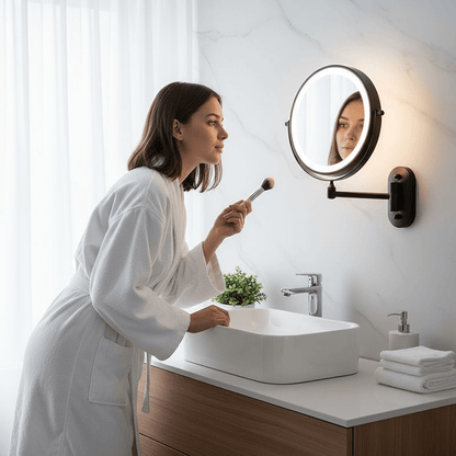 Miroir grossissant LED sans fil à éclairage réglable, vue 4