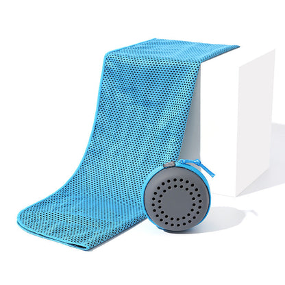 Serviette rafraîchissante en microfibre, coloris bleu