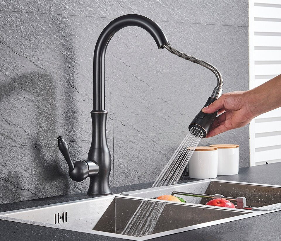 Robinet de cuisine en inox avec douchette extractible, vue 3