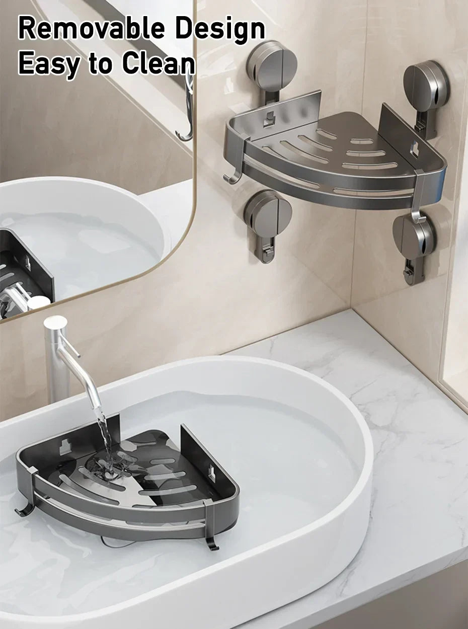 Étagère de douche en aluminium avec barre intégrée