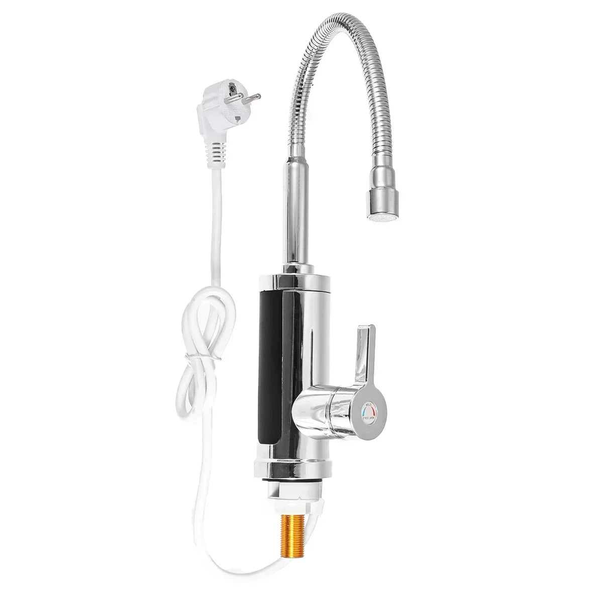 Robinet de cuisine électrique et ses raccords présentés côte à côte