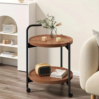 Table d'appoint ronde à deux niveaux sur roulettes – image 3 sur 9