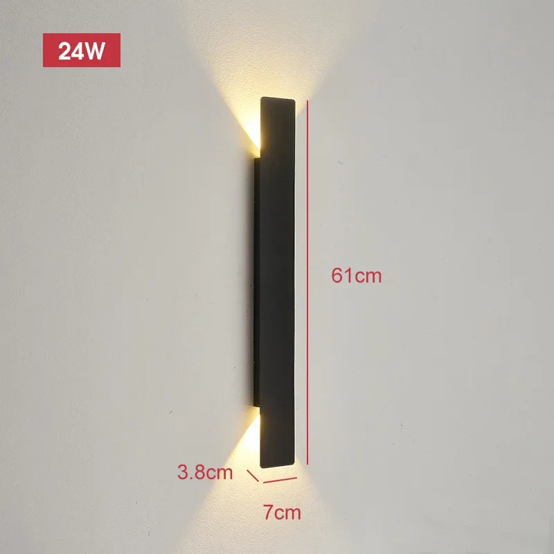 Applique murale extérieure LED noire, taille 60 cm