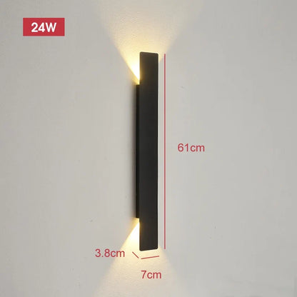 Applique murale extérieure LED noire, taille 60 cm