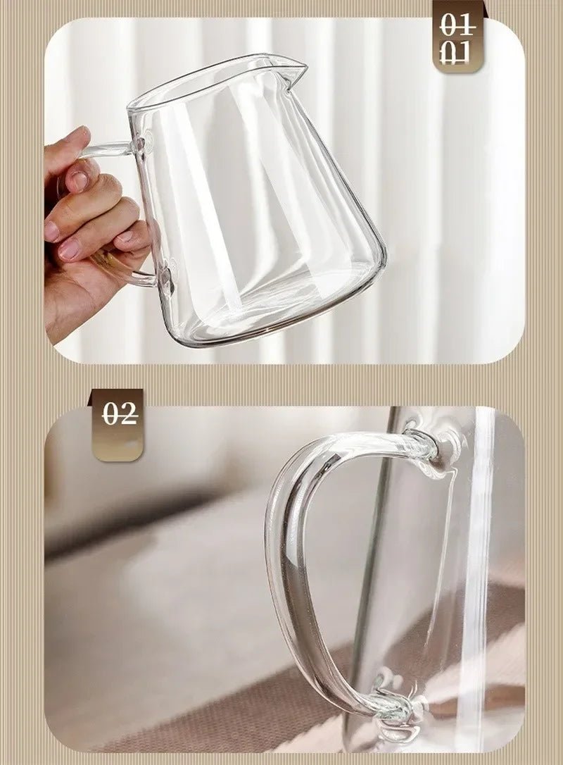 Théière en verre vide, paroi transparente et filtre amovible