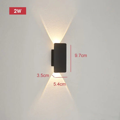 Applique murale extérieure LED noire, taille 10 cm
