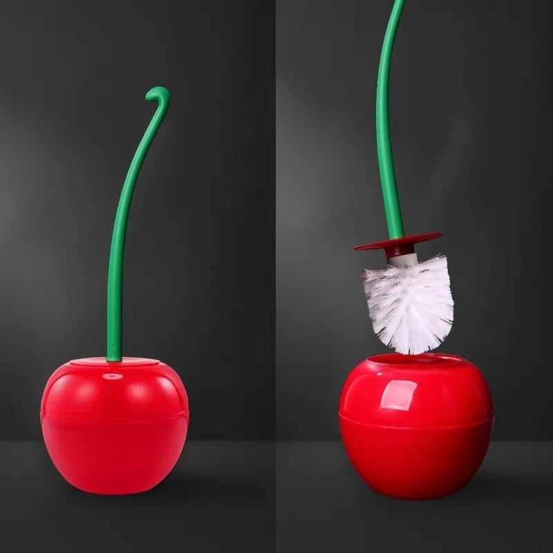 Brosse WC en forme de cerise avec support, coloris rouge