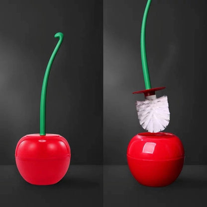Brosse WC en forme de cerise avec support, coloris rouge