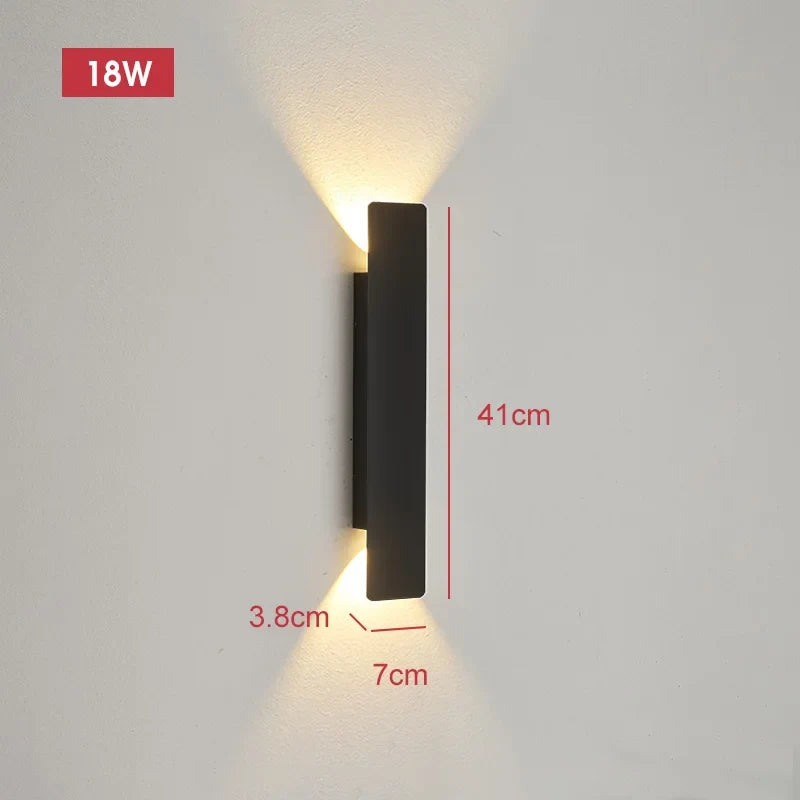 Applique murale extérieure LED noire, taille 40 cm