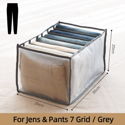 Organisateur de tiroir gris à 7 casiers pour pantalons pliés