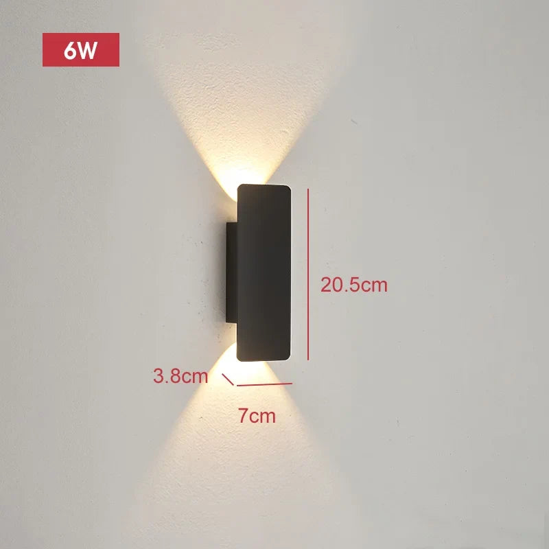 Applique murale extérieure LED noire, taille 20 cm