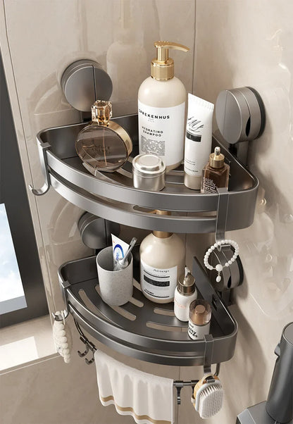 Étagère de douche triangulaire vue de face