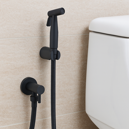 Douchette WC en inox avec flexible, robinet d'arrêt et visserie
