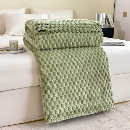 Bord cousu du plaid en microfibre, vue rapprochée