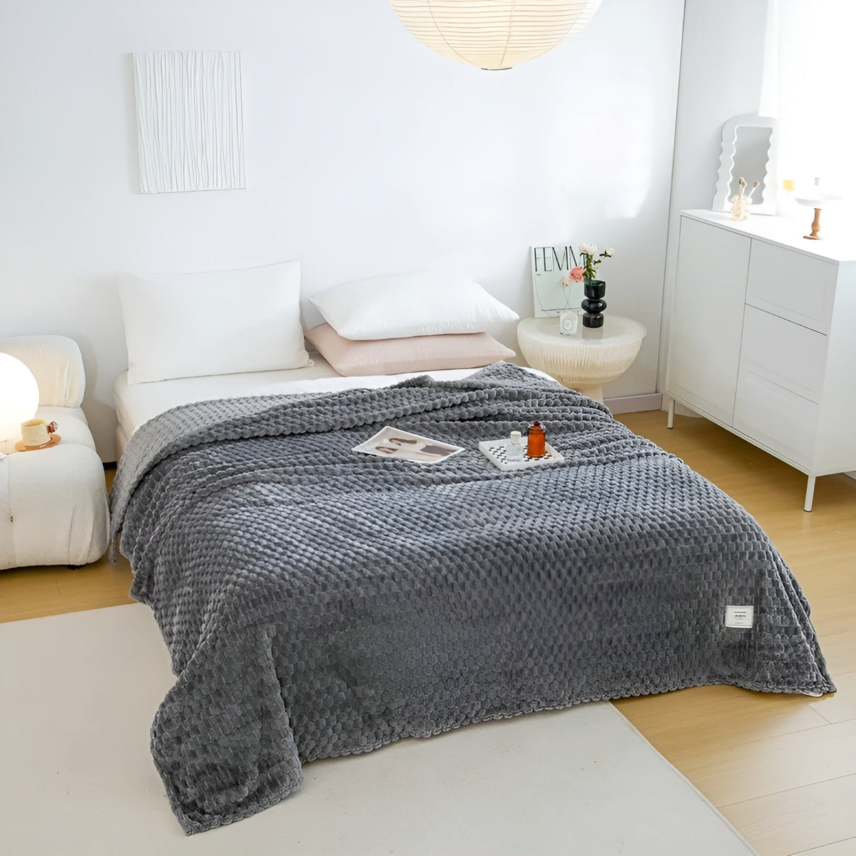 Couverture en microfibre enroulée, format compact