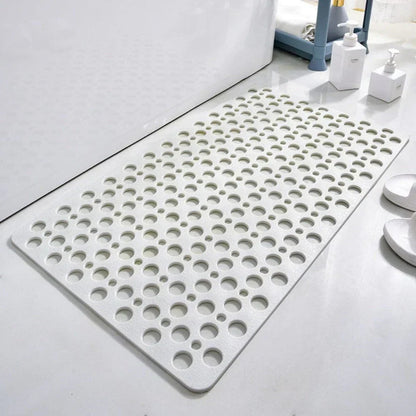 Tapis de douche antidérapant blanc avec trous d'évacuation ronds