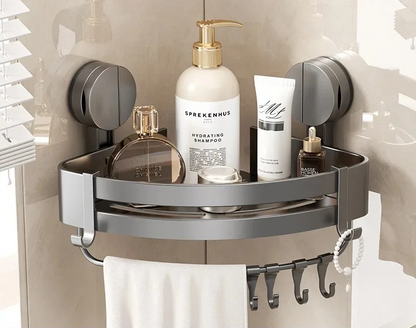 Étagère de douche en aluminium avec ventouses et barre