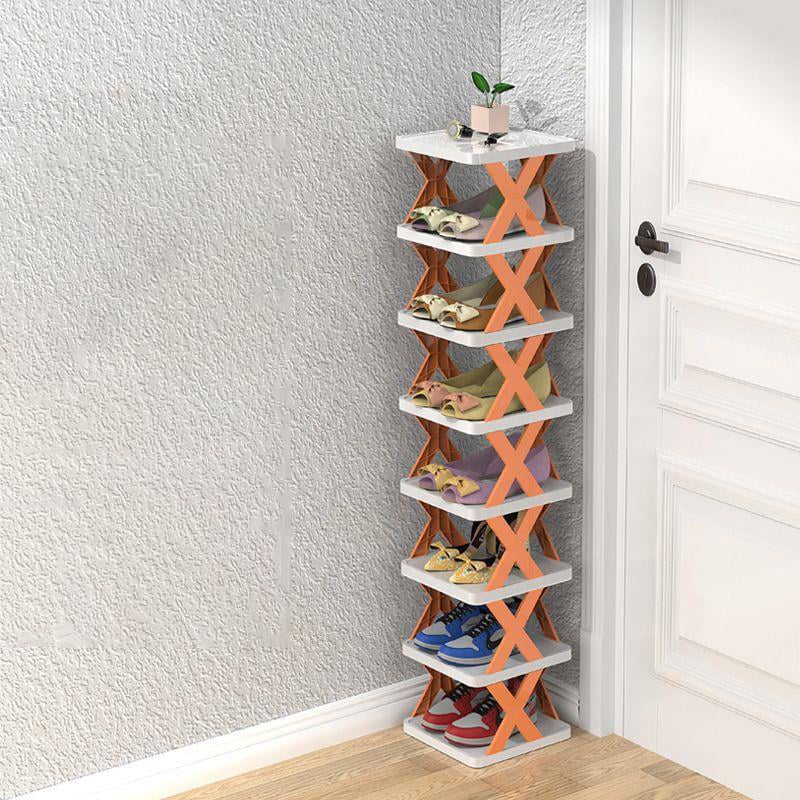 Étagère à chaussures verticale orange à 8 niveaux