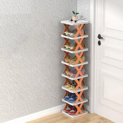 Étagère à chaussures verticale orange à 8 niveaux