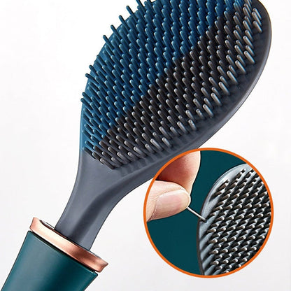 Brosse WC en silicone avec son support, coloris blanc