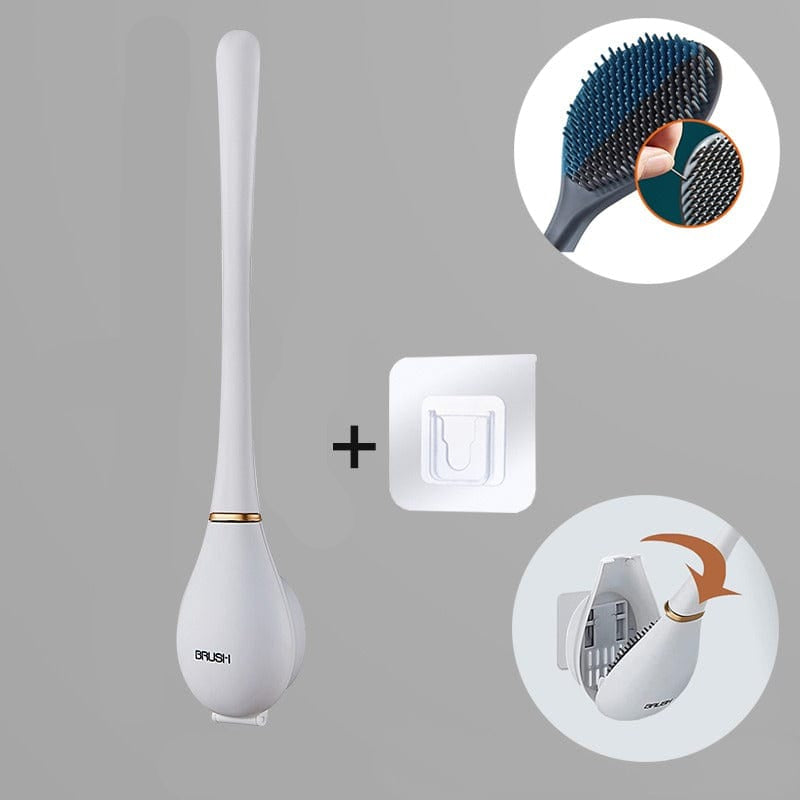 Plusieurs brosses WC en silicone de coloris différents