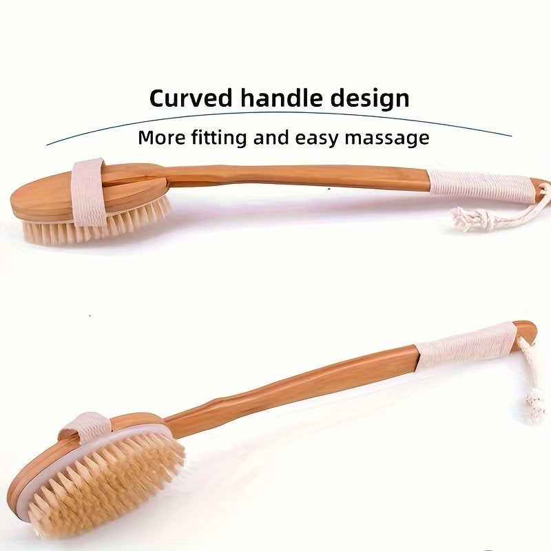 Manche en bambou de la brosse de bain avec sa boucle de suspension