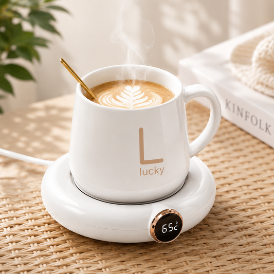 Chauffe-tasse ChauffeTasse posé sur un bureau