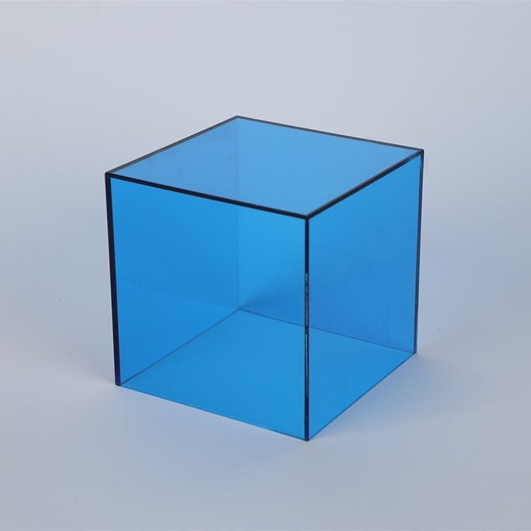 Boîte de rangement en acrylique bleu clair avec parois transparentes