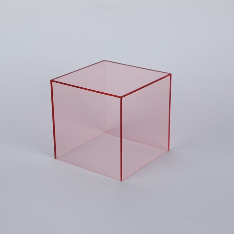 Boîte de rangement en acrylique rose clair avec parois transparentes